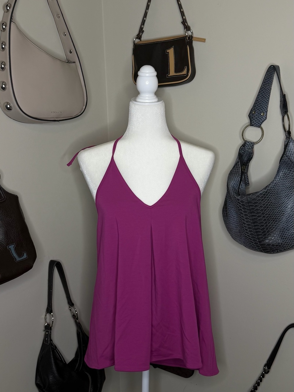 NWT Banana Republic Magenta Halter Swing Tank Top - Size M
